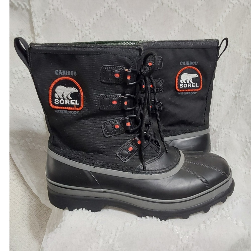 Sorel Caribou Mens 12 Black Waterproof Insulated Winter Snow Boots NM2138-010